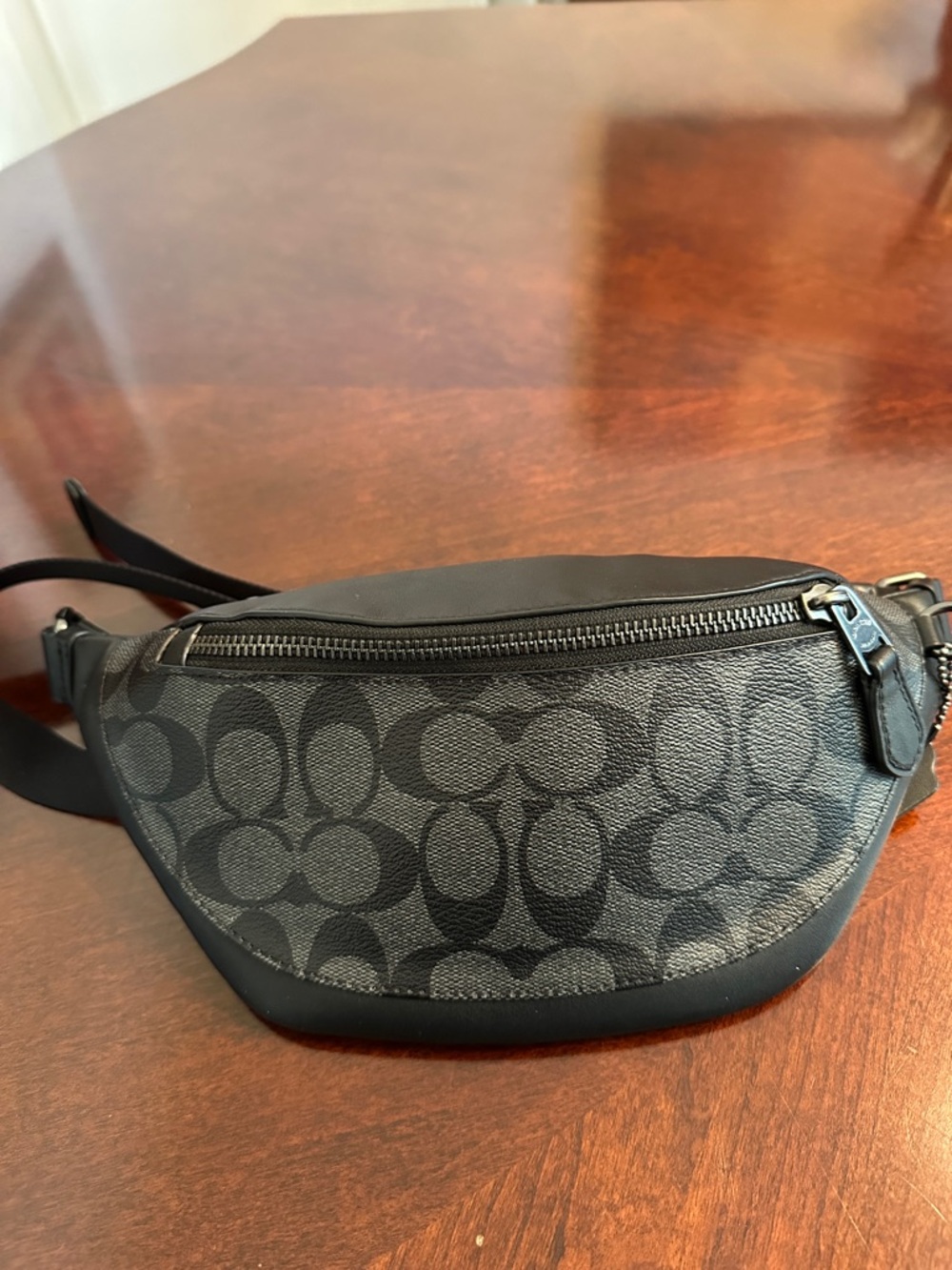 Coach Warren Black/Gray Signature Leather and Canvas Mini Belt Bag